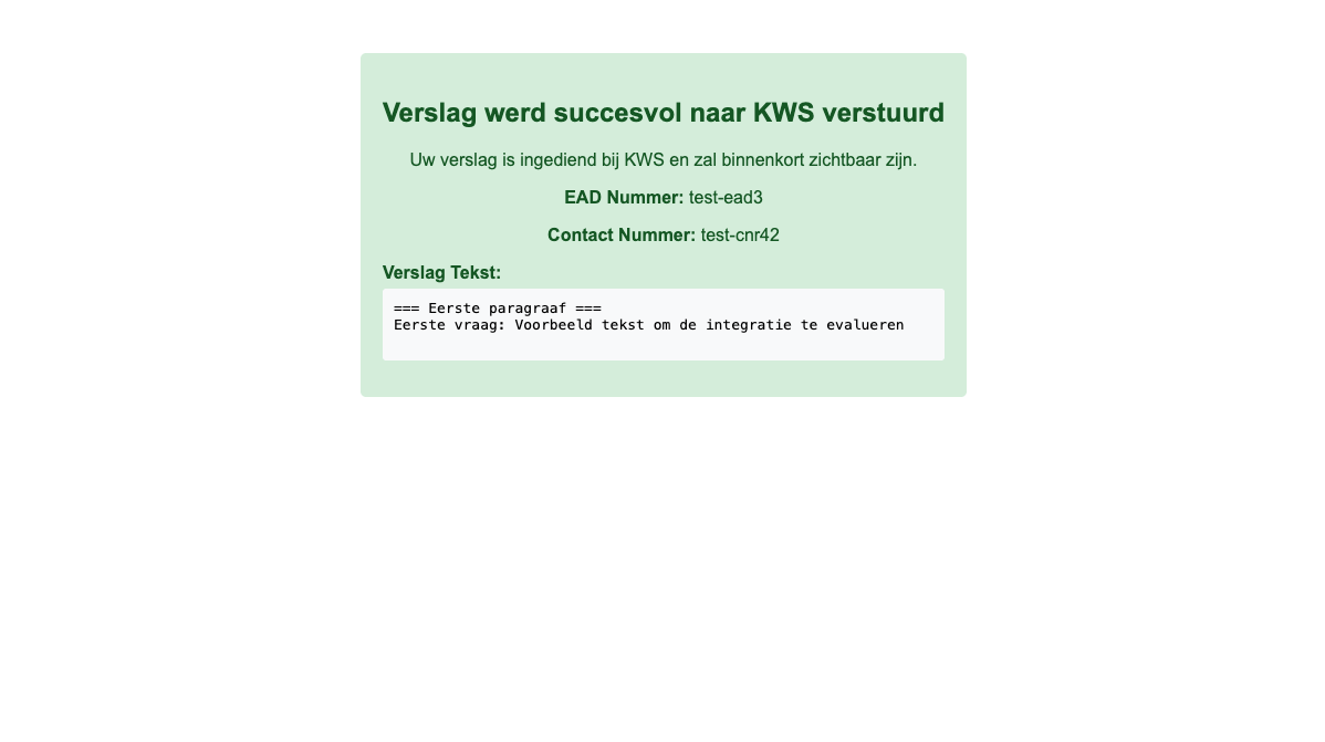 Report submission confirmation page
