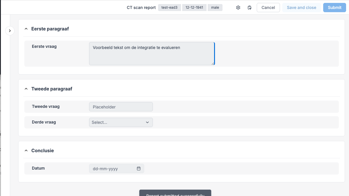 Report submission page